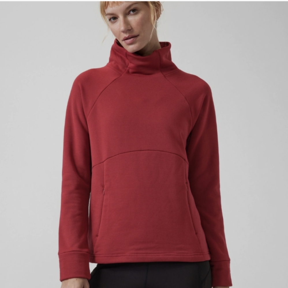 ATHLETA Altitude Polartec Funnel Neck Sweatshirt Size S/P Red